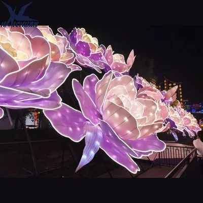 Linterna de seda con flores